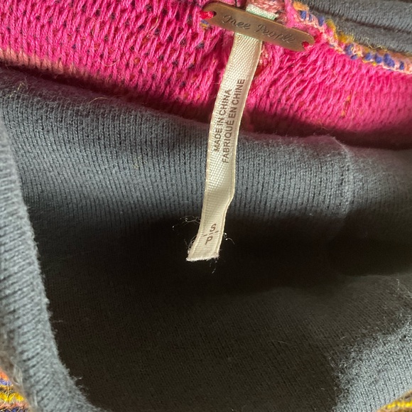 Multicolor Free People Easy Street Cropped Chunky Knit Sweater size small - Picture 6 of 8